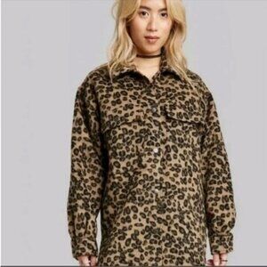 Wild Fable | Brown Leopard Print Cozy Shacket